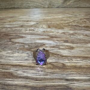 New Pink Panache gold & purple crystal adjustable ring